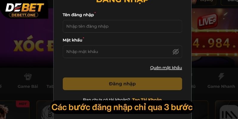 Các bước đăng nhập chỉ qua 3 bước